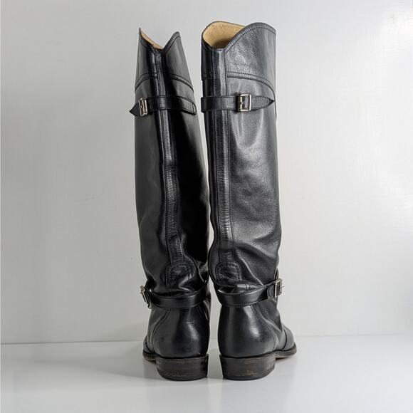 Frye Dorado Riding Boots 9 Black Tall Leather Harness Straps Classic Americana - Picture 7 of 16